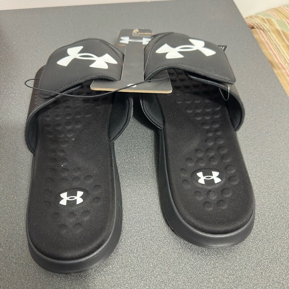 Under Armour Black and White Slide Sandals - Picture 4 of 7